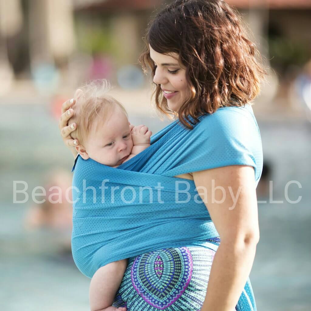Versatile Water & Warm Weather Ring Sling Baby Carrier Lightweight Quick Dry & Breathable Beachfront Baby Midnight Sky, One Size Made in USA with Safety Tested Fabric & Aluminum Rings 